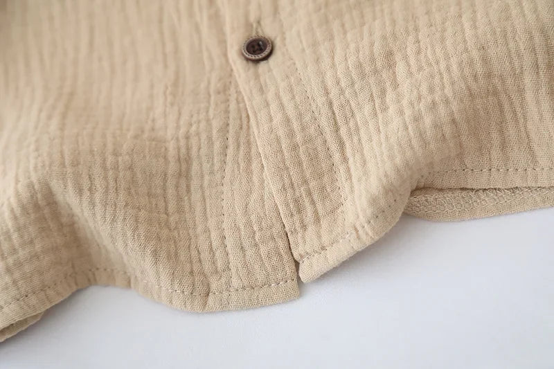 Conjunto de pijamas de gaze de algodão para bebês, 2 peças, manga curta, gola redonda, roupa de dormir macia e respirável, meninos, meninas, 0-5 anos, roupas de praia
