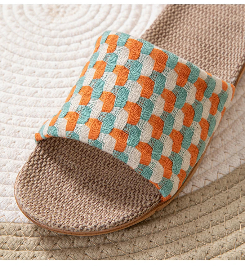 Chinelos de Linho para Mulheres, Tendência de Verão, Calçados Elegantes para Uso Interno, Antiderrapantes, Leves e Unissex