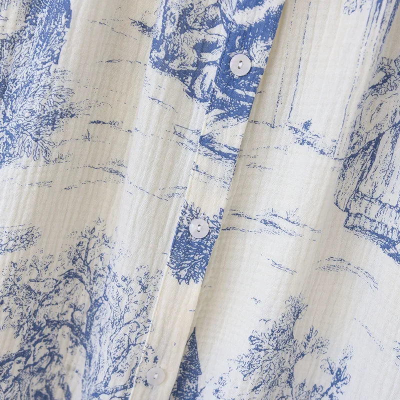 Manga longa algodão jardim secreto impressão com decote em v vestido de dormir para mulheres sleepwear respirável comprimento médio dormir camisolas
