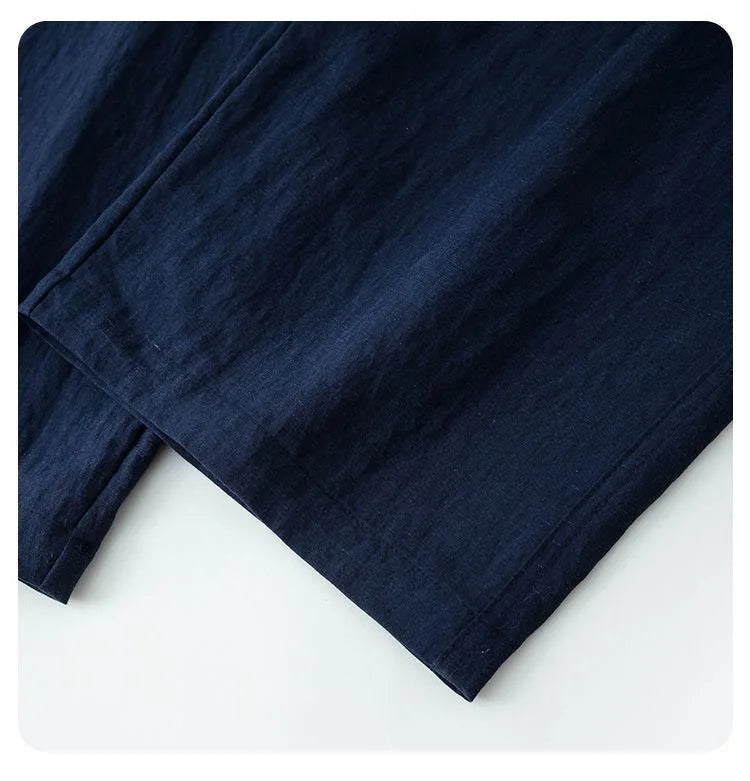Calças Masculinas de Linho Finas, de Cor Sólida, Casuais, Confortáveis, Respiráveis, com Bolsos, Moda, Calças Longas de Perna Larga