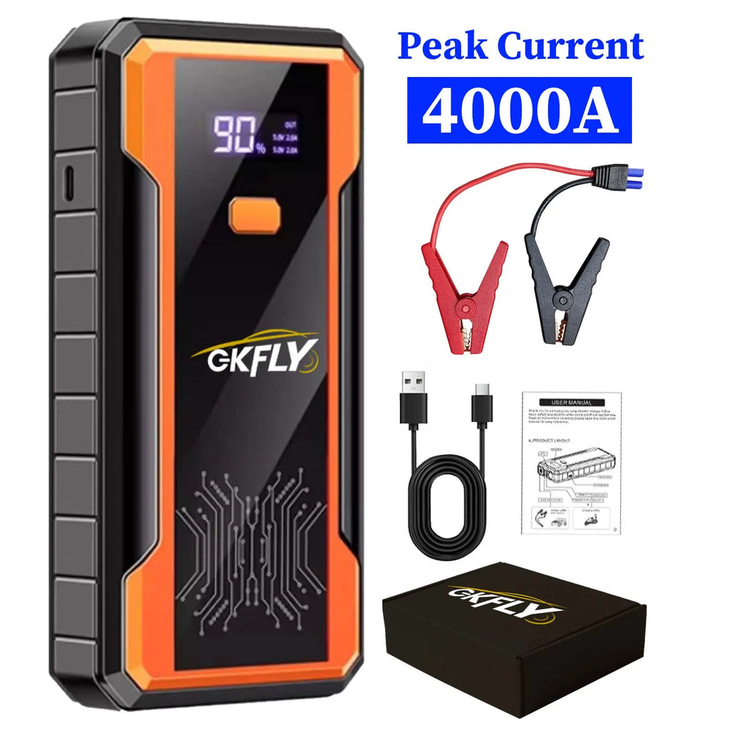 GKFLY 4000A/8000A Iniciador de Carro 12V, Banco de Energia Portátil, Dispositivo de Partida, Auxiliar de Bateria para Carros a Gasolina/Diesel 5L/3L