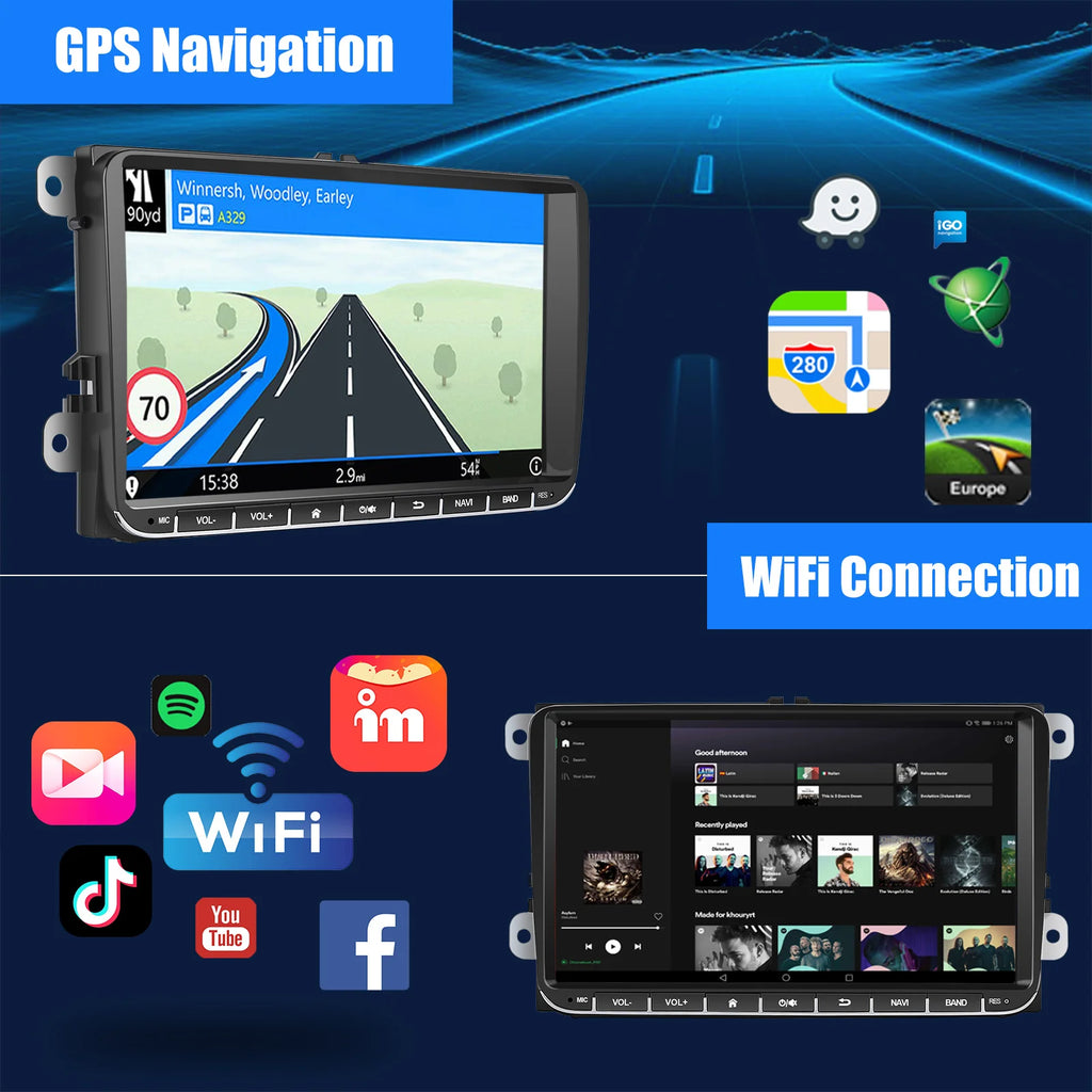Essgoo 9 "android 14 4g + 64g Wireless  carplay carro estéreo gps navi wifi rds fm bt para vw golf 5 6 passat polo touran tiguan caddy eos