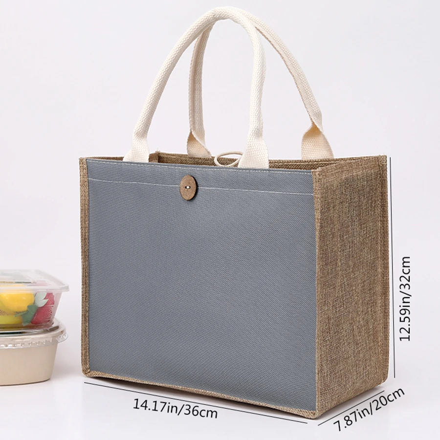 Linho cor lisa senhoras bolsa fivela estilo moda multifuncional saco de presente diário passeio saco de armazenamento de compras