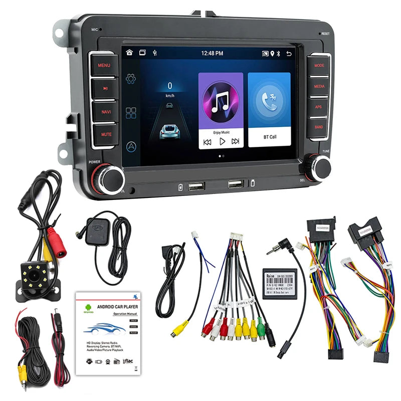 Rádio multimídia para carro com GPS Android player Universal, Carplay, Wifi, para Volkswagen Golf 5, 6, Polo, Passat B6, B7, CC, Skoda