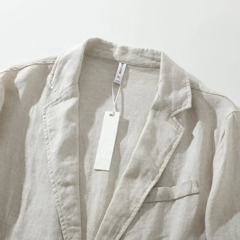 Blazer de Linho Puro - Blazer Masculino Elegante para Eventos ao Ar Livre, Casual, de Alta Qualidade, Tendência para Negócios, Casamentos, Estilo Fino de Cor Pura para Cavalheiros