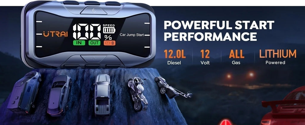 UTRAI 27000mAh Car Jump Starter Power Bank 6000A Car Booster Auto Dispositivo de partida de emergência Jump Start para gasolina diesel