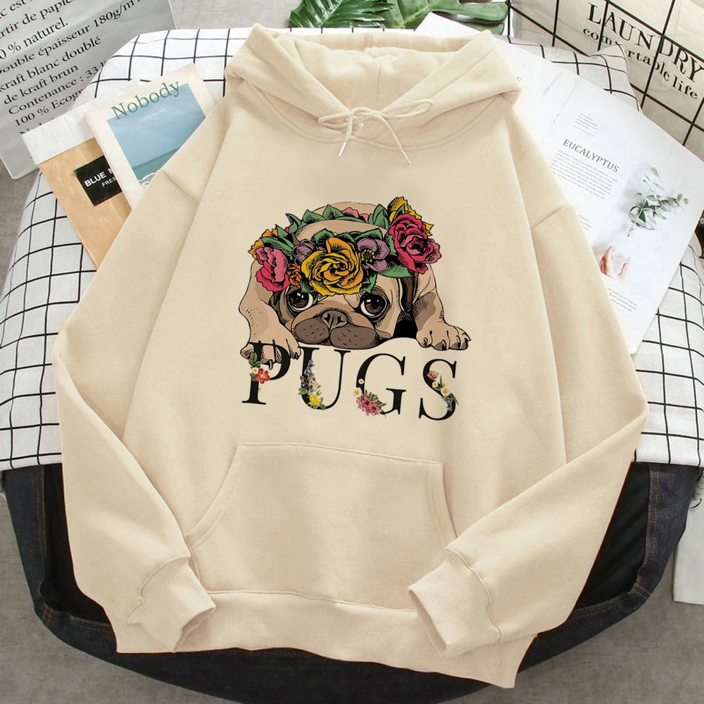 Hoodies japoneses Pug para mulheres, Moletons engraçados, Roupas Femininas Anime