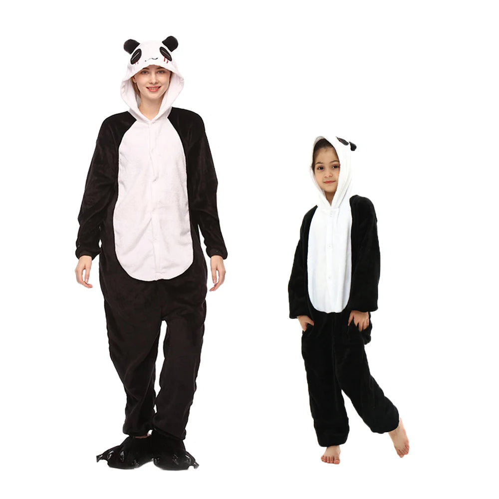 Mulheres animal kigurumi pijamas inverno grosso flanela pijamas adulto com capuz pijama homewear halloween cosplay trajes de festa