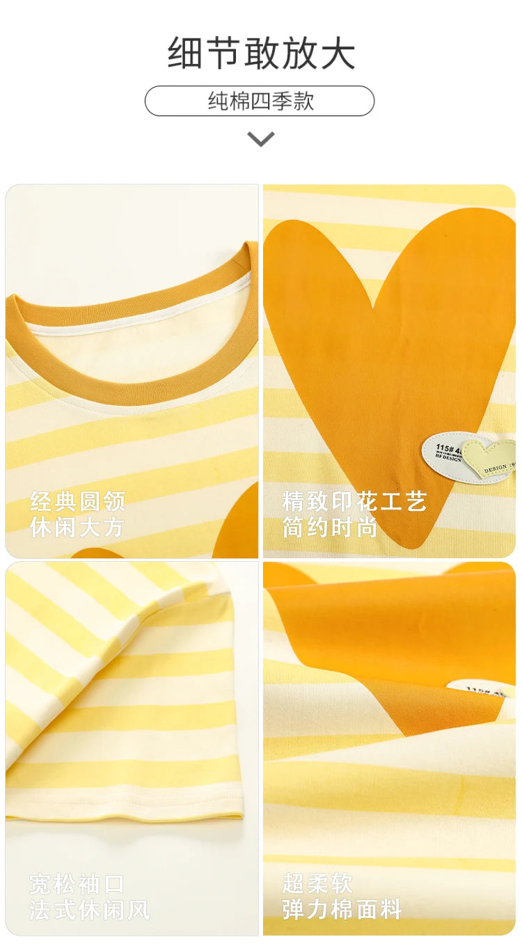 SUKAE-Conjunto de Pijamas dos desenhos animados das mulheres, 100% algodão, calça curta na altura do joelho, pijamas, capris loungewear, pijamas de verão, M-4XL