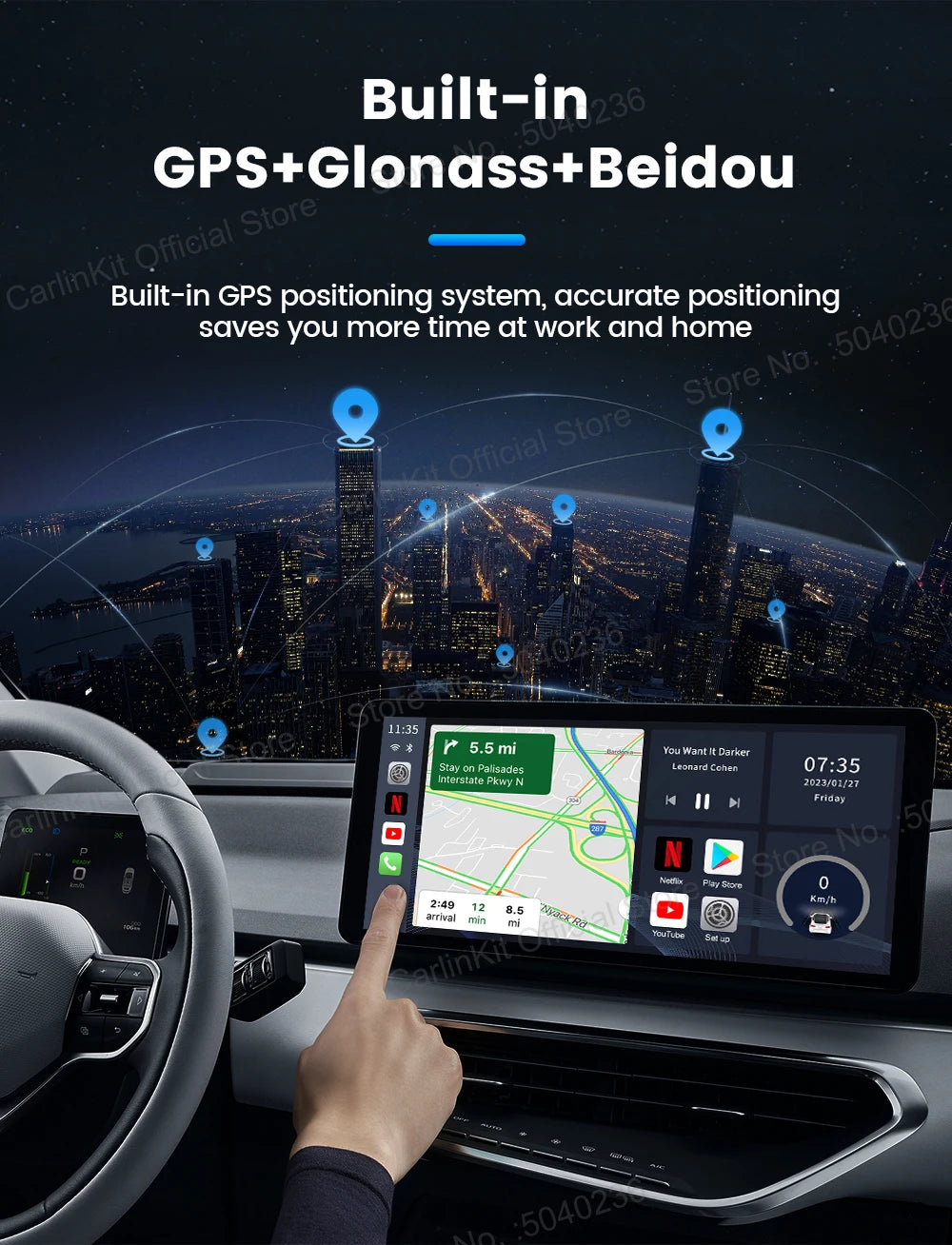 CarlinKit Android 13 LED AI Box Wireless CarPlay Wireless Android Auto Smart Car Multimedia Box Qualcomm 8-Core Chip Cartão SD Expandir para 512 GB Suporte Vídeo Online