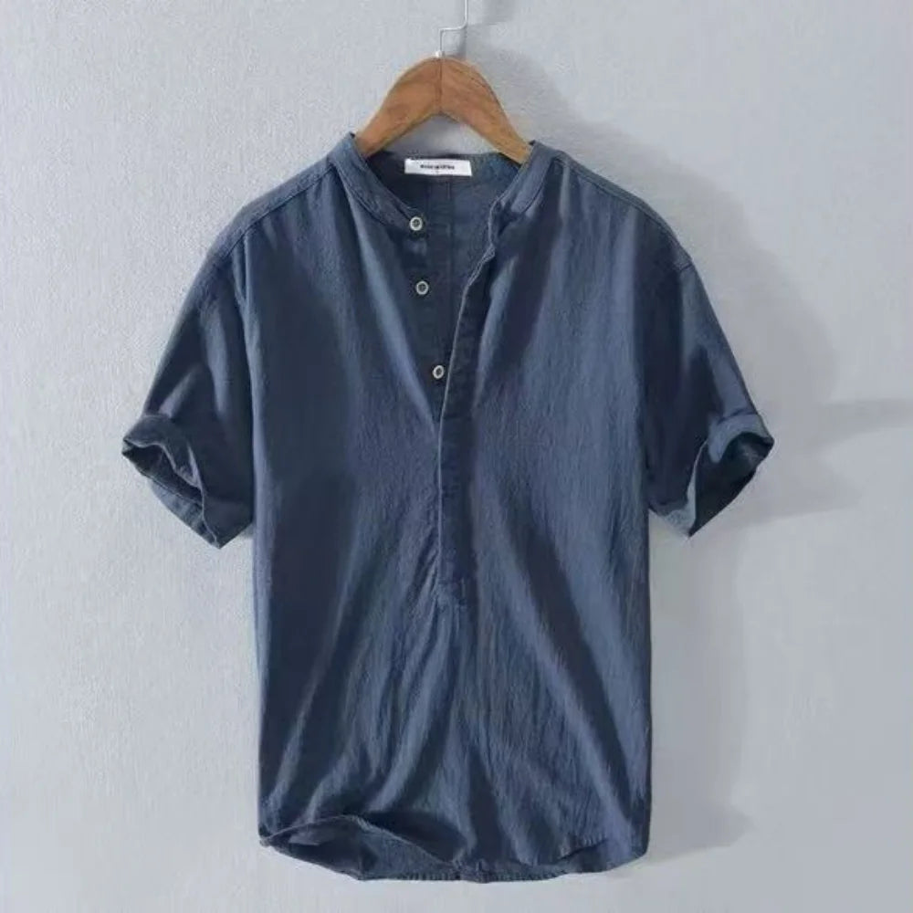 Camisas de algodão de linho para homens leve manga longa henley streetwear praia camisa respirável havaiana grandes camisetas para homem