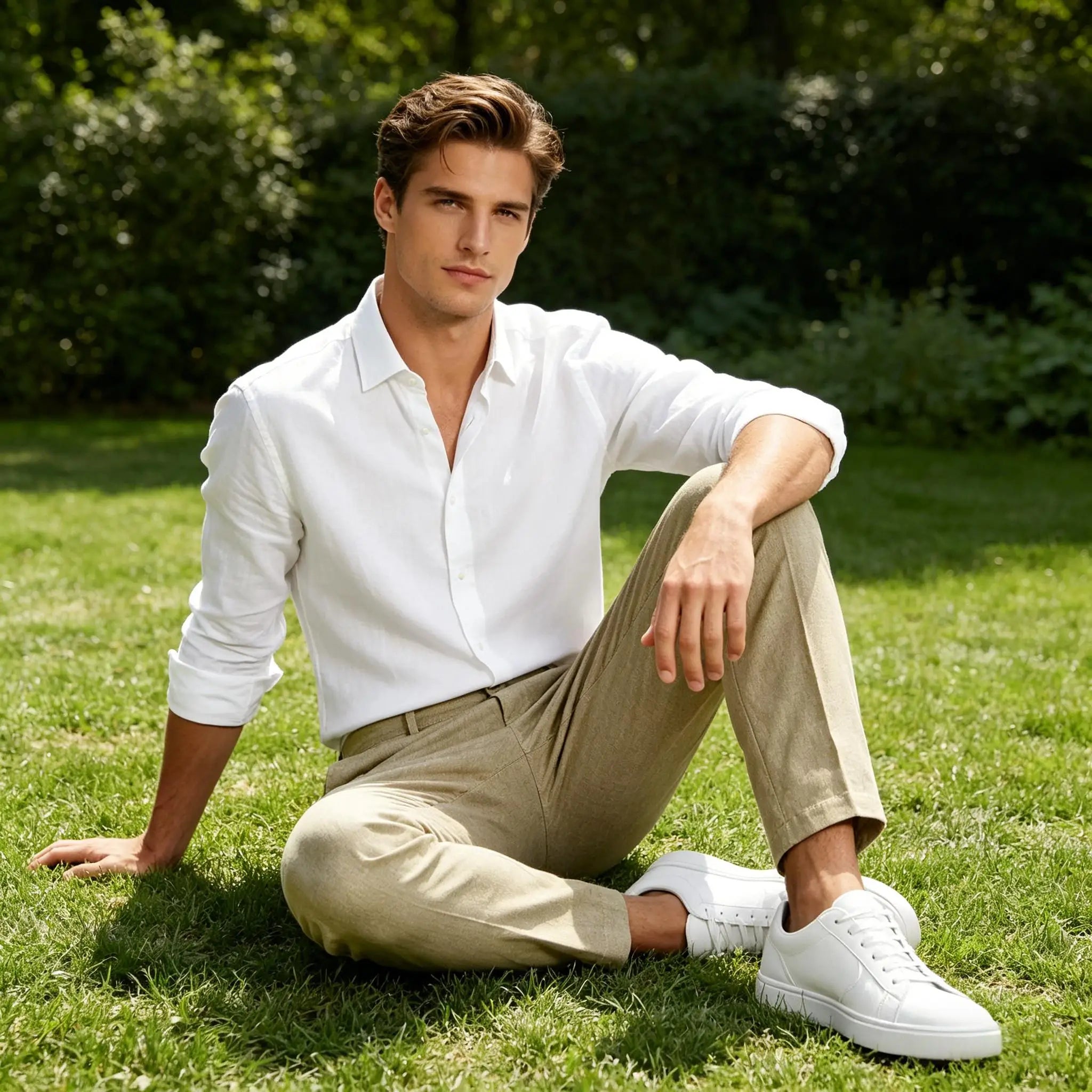 Calças Masculinas Premium em Mistura de Linho, Leves, Slim Fit, Resistentes a Rugas, para Escritório, Verão, Casual e Formal