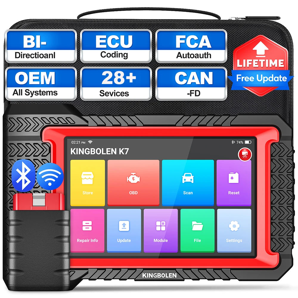 Atualização vitalícia gratuita KINGBOLEN K7 ALL System Ferramentas de diagnóstico de carro português Codificação ECU Teste ativo 28 reinicializações Scanner OBD PK LAUNCH X431 CRP919E BT