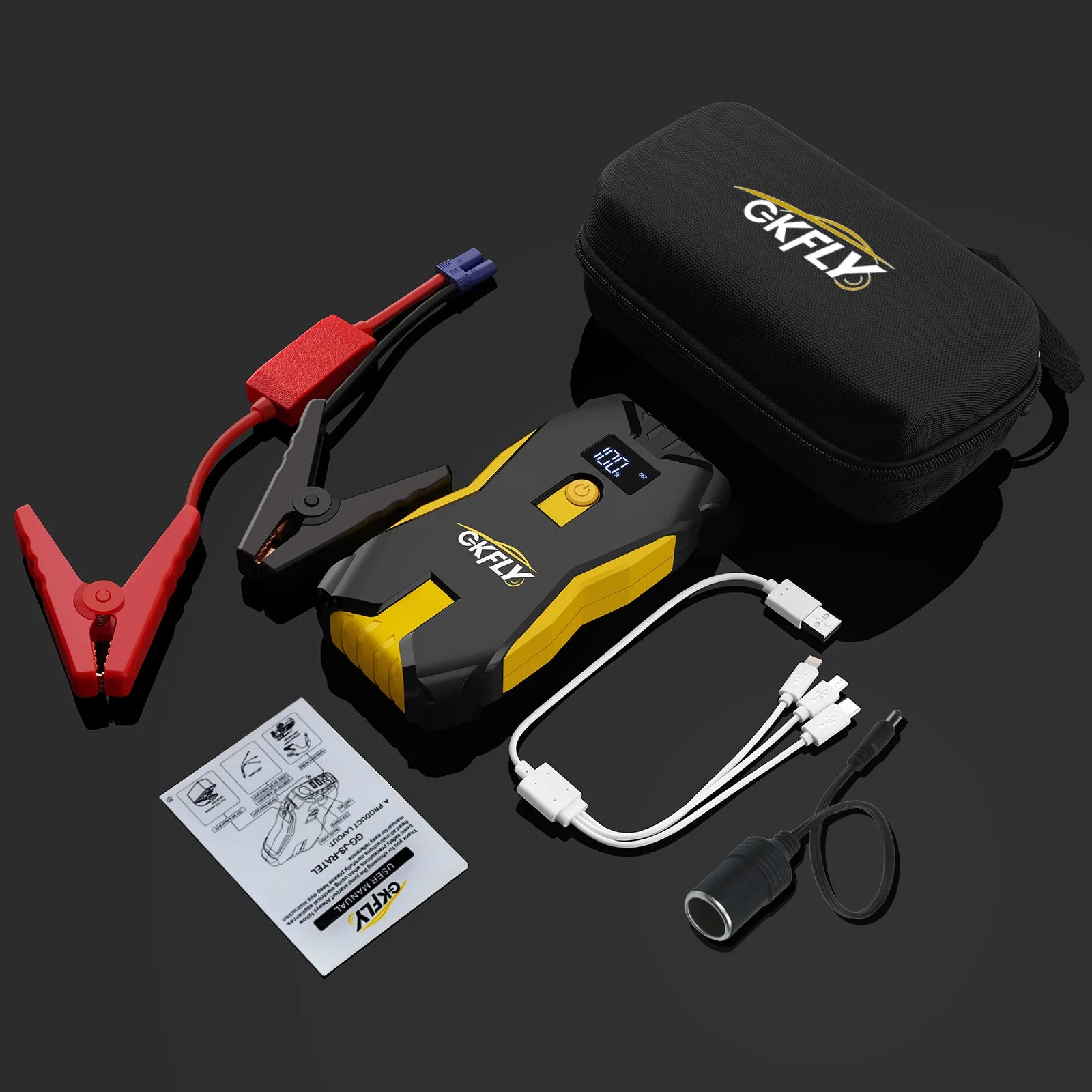 GKFLY 2000A/3000A/4000A Carregador de Bateria para Carros a Gasolina e Diesel, Power Bank e Auxiliar de Partida para Automóveis