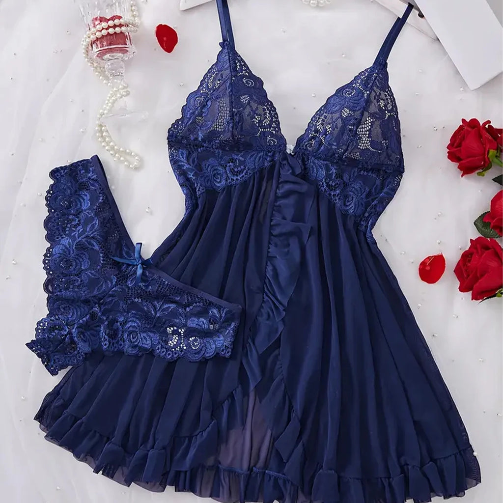 Cotumes exóticos quentes vestido transparente novo conjunto de pijamas eróticos rendas pijamas para mulheres babydoll lingerie sexy camisola sutiã aberto