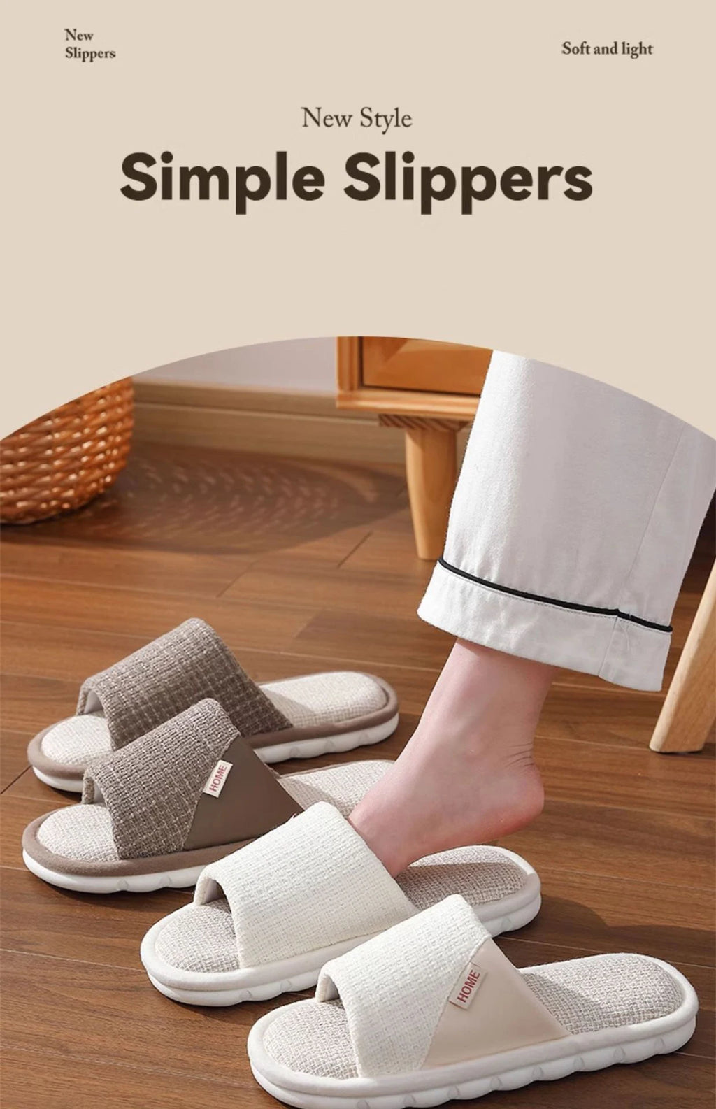 Chinelos de linho feminino e masculino casa chinelos de chão interior diário casa simples simples mudo antiderrapante chinelos confortáveis