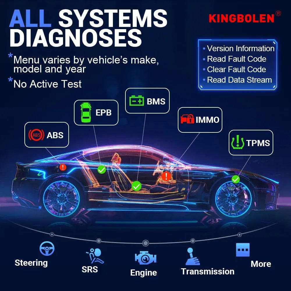 Atualização vitalícia gratuita KINGBOLEN K7 ALL System Ferramentas de diagnóstico de carro português Codificação ECU Teste ativo 28 reinicializações Scanner OBD PK LAUNCH X431 CRP919E BT