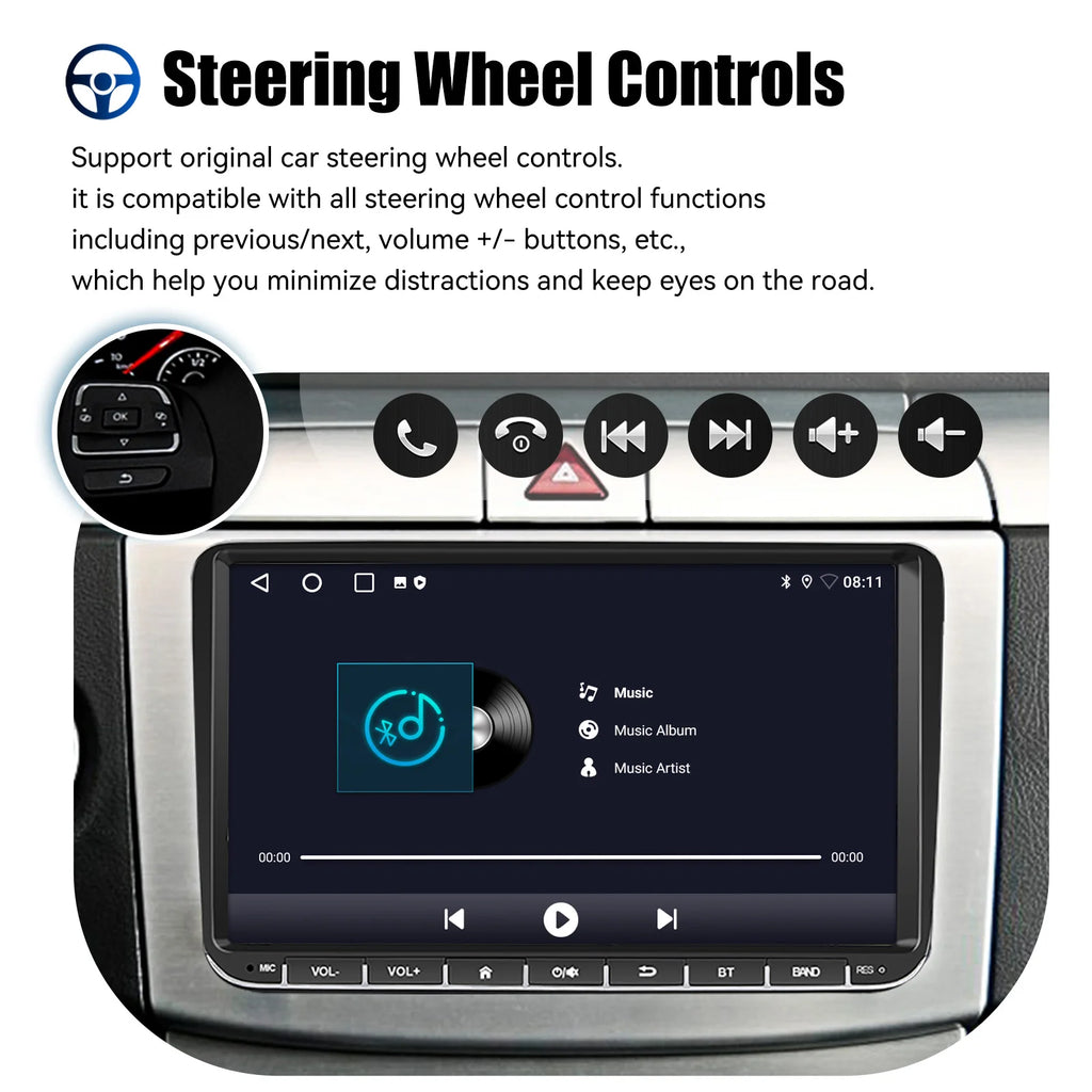 Essgoo 9 "android 14 4g + 64g Wireless  carplay carro estéreo gps navi wifi rds fm bt para vw golf 5 6 passat polo touran tiguan caddy eos