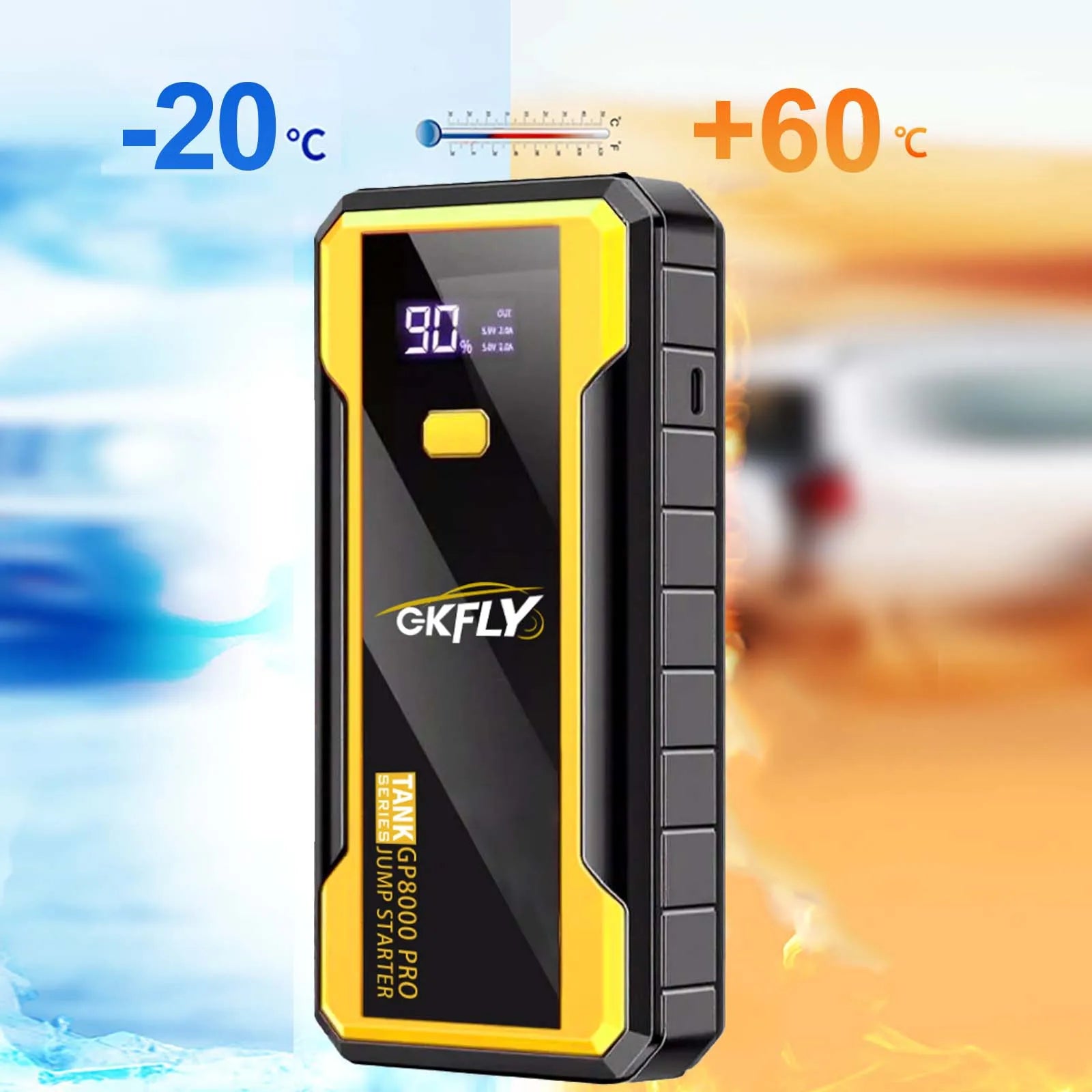 GKFLY 4000A/8000A Iniciador de Carro 12V, Banco de Energia Portátil, Dispositivo de Partida, Auxiliar de Bateria para Carros a Gasolina/Diesel 5L/3L