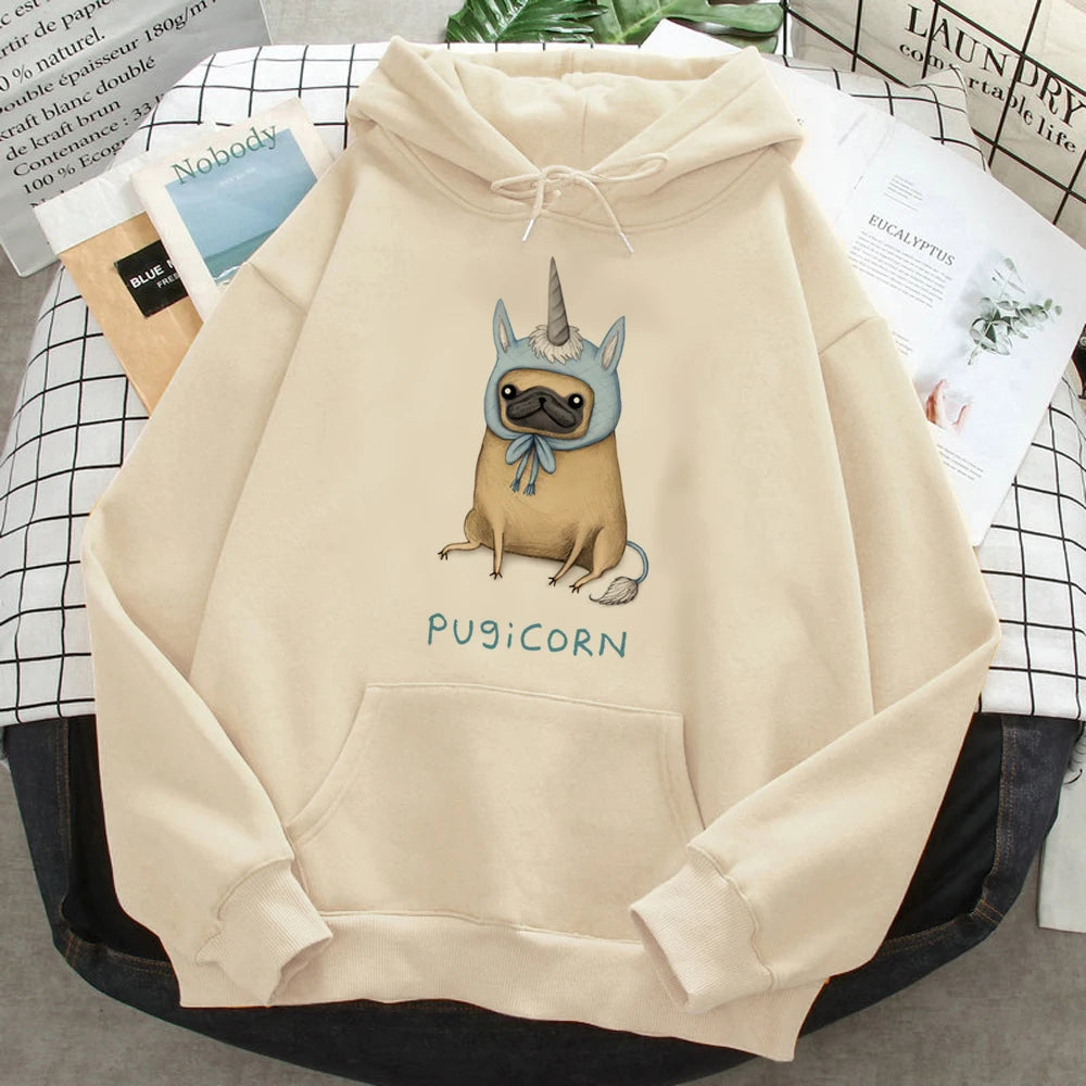 Hoodies japoneses Pug para mulheres, Moletons engraçados, Roupas Femininas Anime