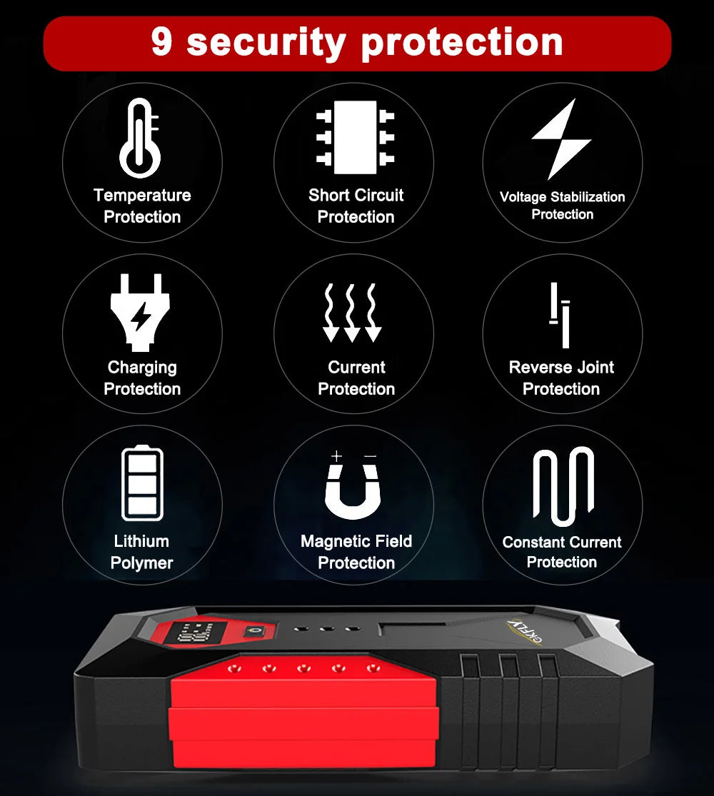 Gkfly 4000a carro ir para iniciantes banco de potência portátil 2000a impulsionador de bateria de carro 12v dispositivo de partida auxiliar para gasolina diesel