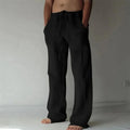 Calças de linho de algodão masculino outono novo respirável cor sólida calças de linho fitness streetwear S-4XL