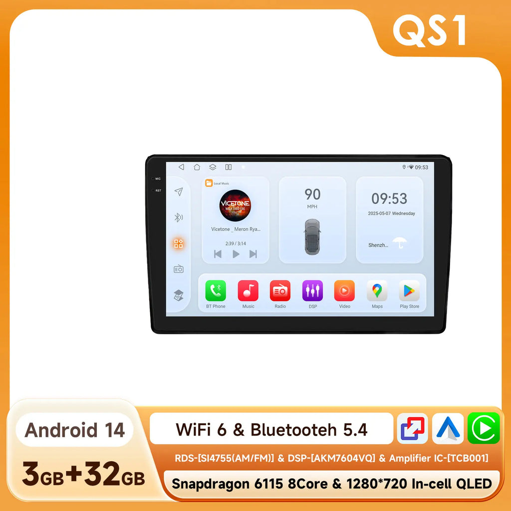 Rádio de Carro Android 2Din de 9 polegadas Hizpo para Audi A4 B8 B7 B6 S4 RS4 2000 - 2009 SEAT Exeo BT 4G DSP RDS CarPlay Navegação GPS 360CAM