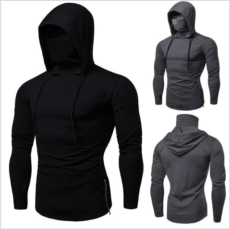 Moletons masculinos hoodies manga cheia casual regular topos sólido moletom com zíper simples cordão topo fino ajuste outono 2024