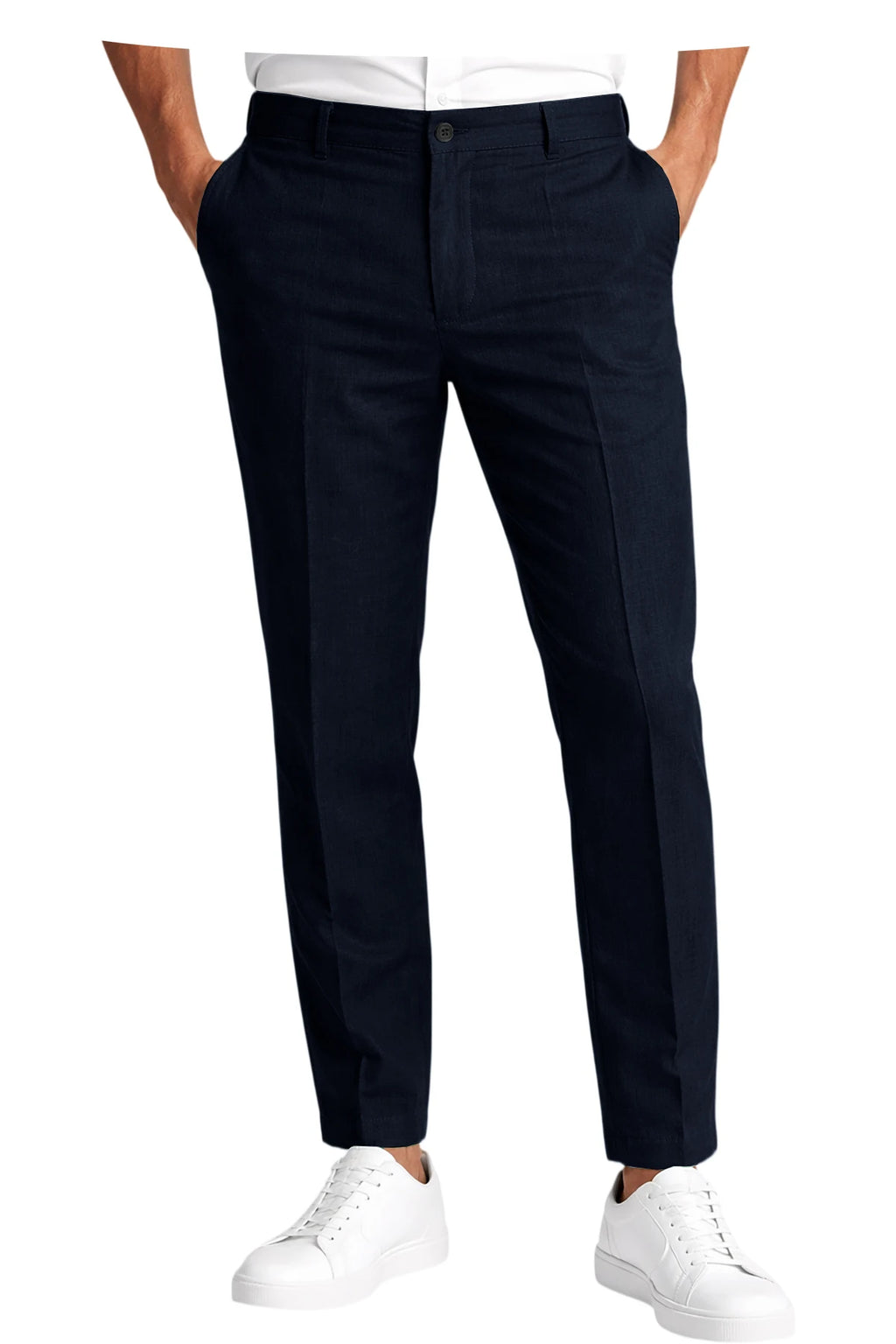 Calças Masculinas Premium em Mistura de Linho, Leves, Slim Fit, Resistentes a Rugas, para Escritório, Verão, Casual e Formal