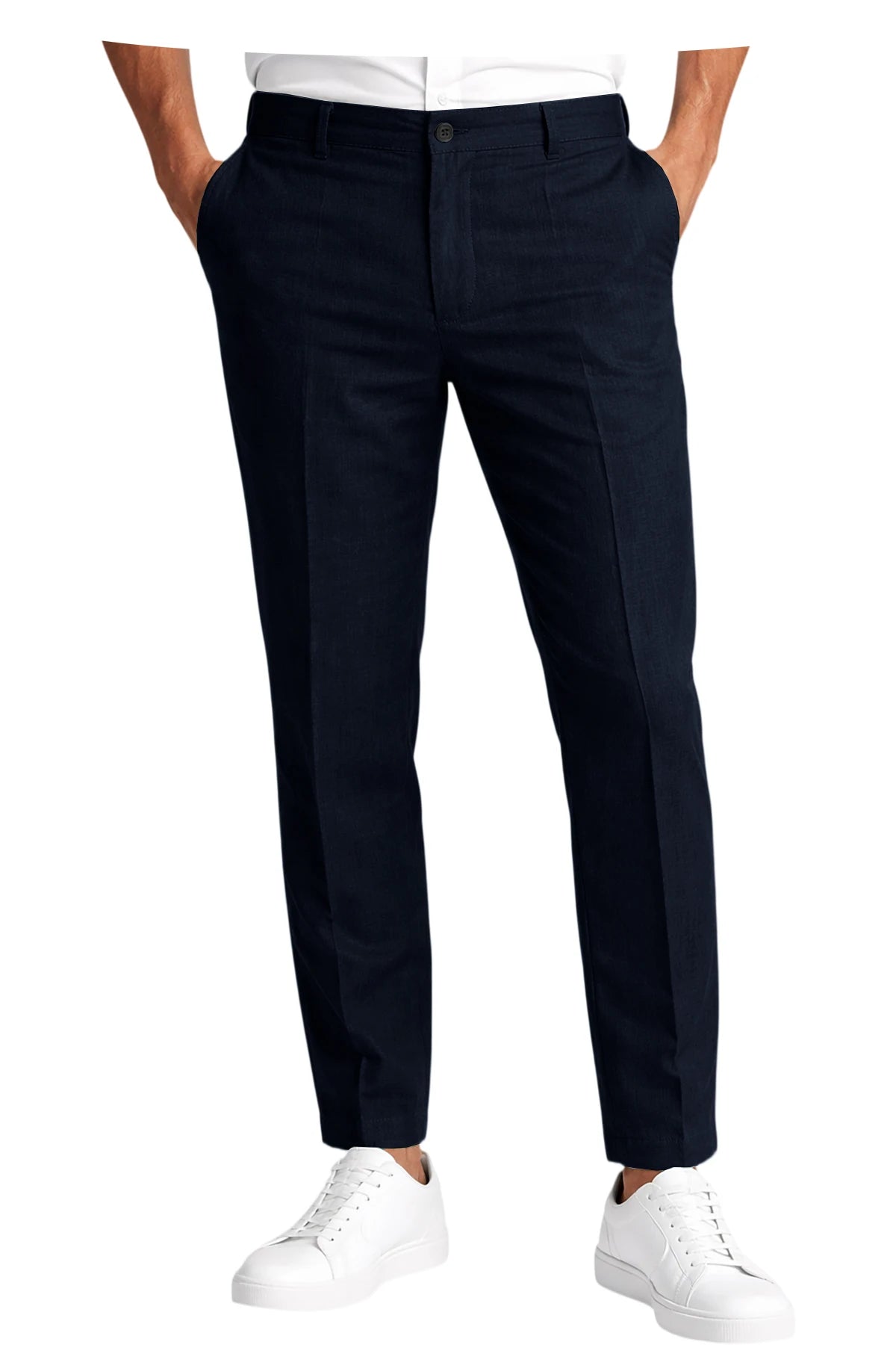 Calças Masculinas Premium em Mistura de Linho, Leves, Slim Fit, Resistentes a Rugas, para Escritório, Verão, Casual e Formal