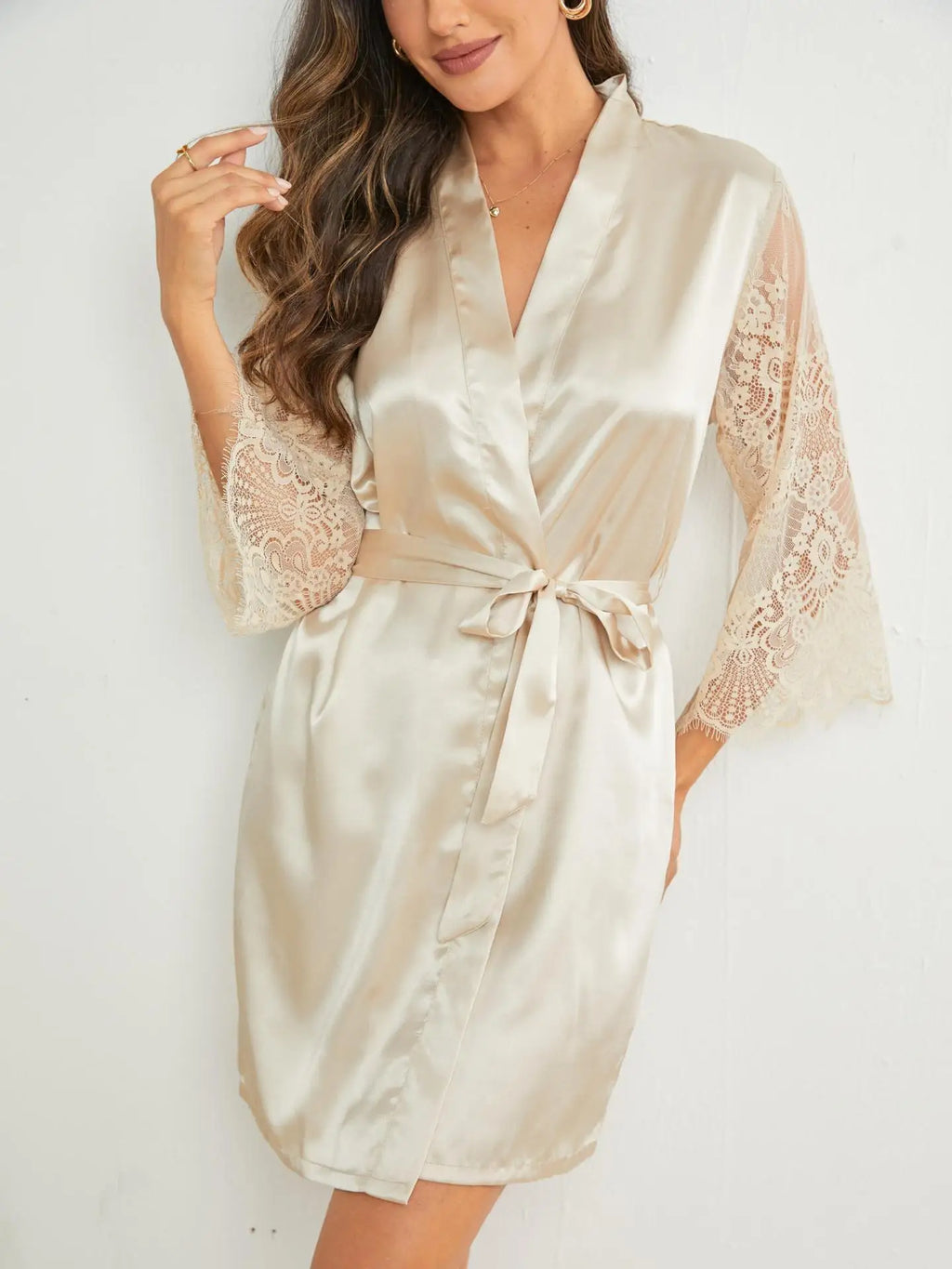 Noiva dama de honra casamento robe camisola primavera verão feminino sleepwear casa vestido retalhos rendas kimono roupão vestido loungewear