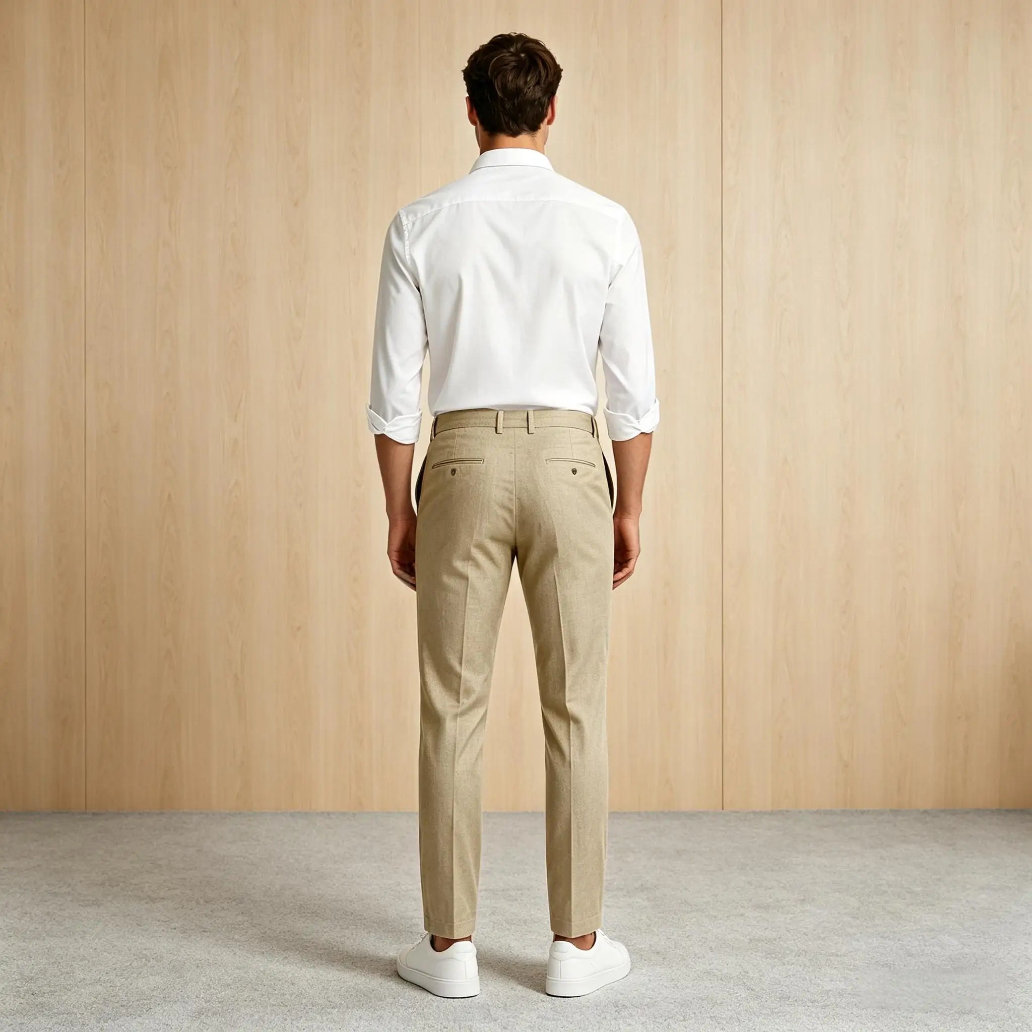 Calças Masculinas Premium em Mistura de Linho, Leves, Slim Fit, Resistentes a Rugas, para Escritório, Verão, Casual e Formal