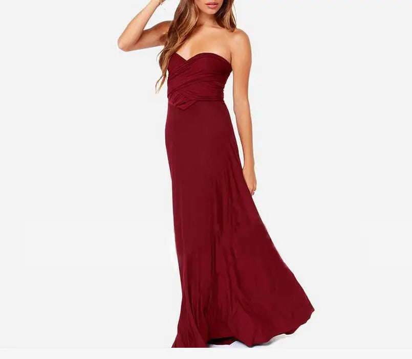 Vestido Maxi Club Boho para mulheres, bandagem vermelha, vestido de festa longo, madrinhas multiway, robe infinito conversível, sexy