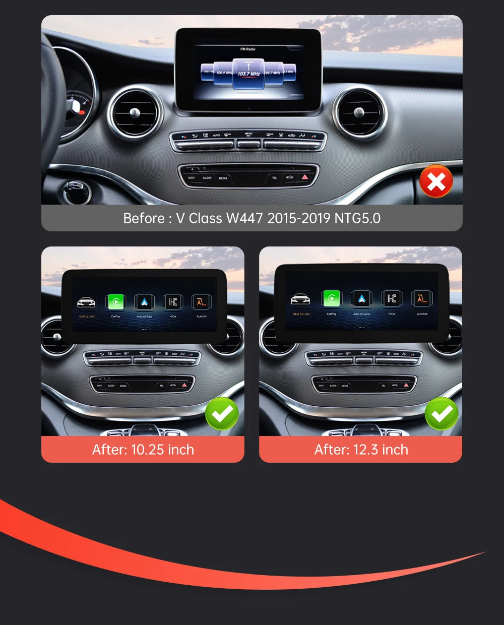 Tela multimídia linux sem fio carplay android auto para mercedes-benz w205 w176 glc a c v classe w447 cla gla 2015-2018 ntg5.0