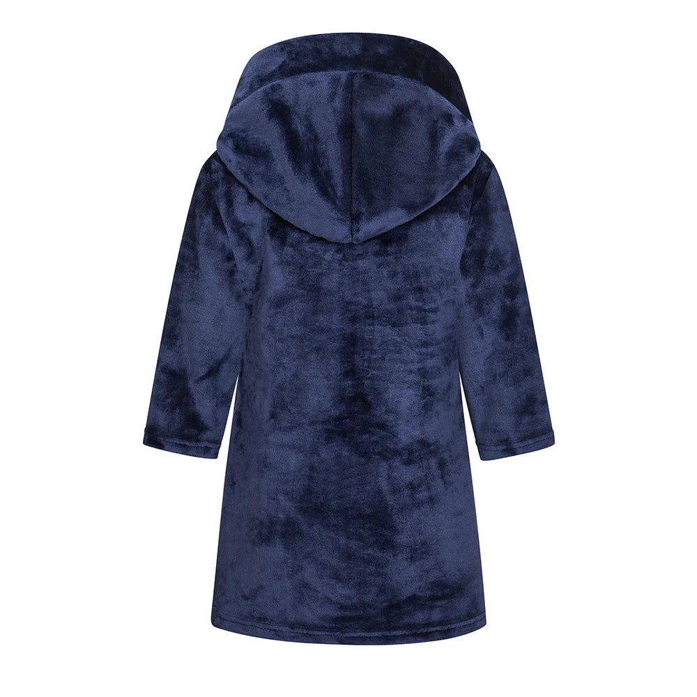 Crianças pijamas macios roupão de flanela de inverno 2025 novo dos desenhos animados bonito pijamas meninos meninas outono roupões com capuz homewear