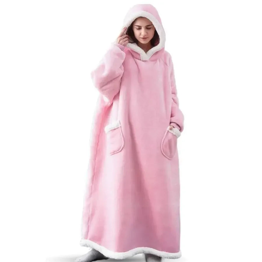 Cobertor de flanela super longo para homens e mulheres, moletom, suéter, pulôver, velo, TV gigante, cobertor extragrande, inverno, 2024