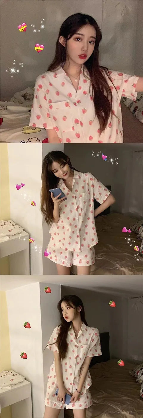 Olá kitty meninas bonito pijamas conjuntos de camisola solta dos desenhos animados macio manga curta topos shorts doce roupas femininas pijamas verão