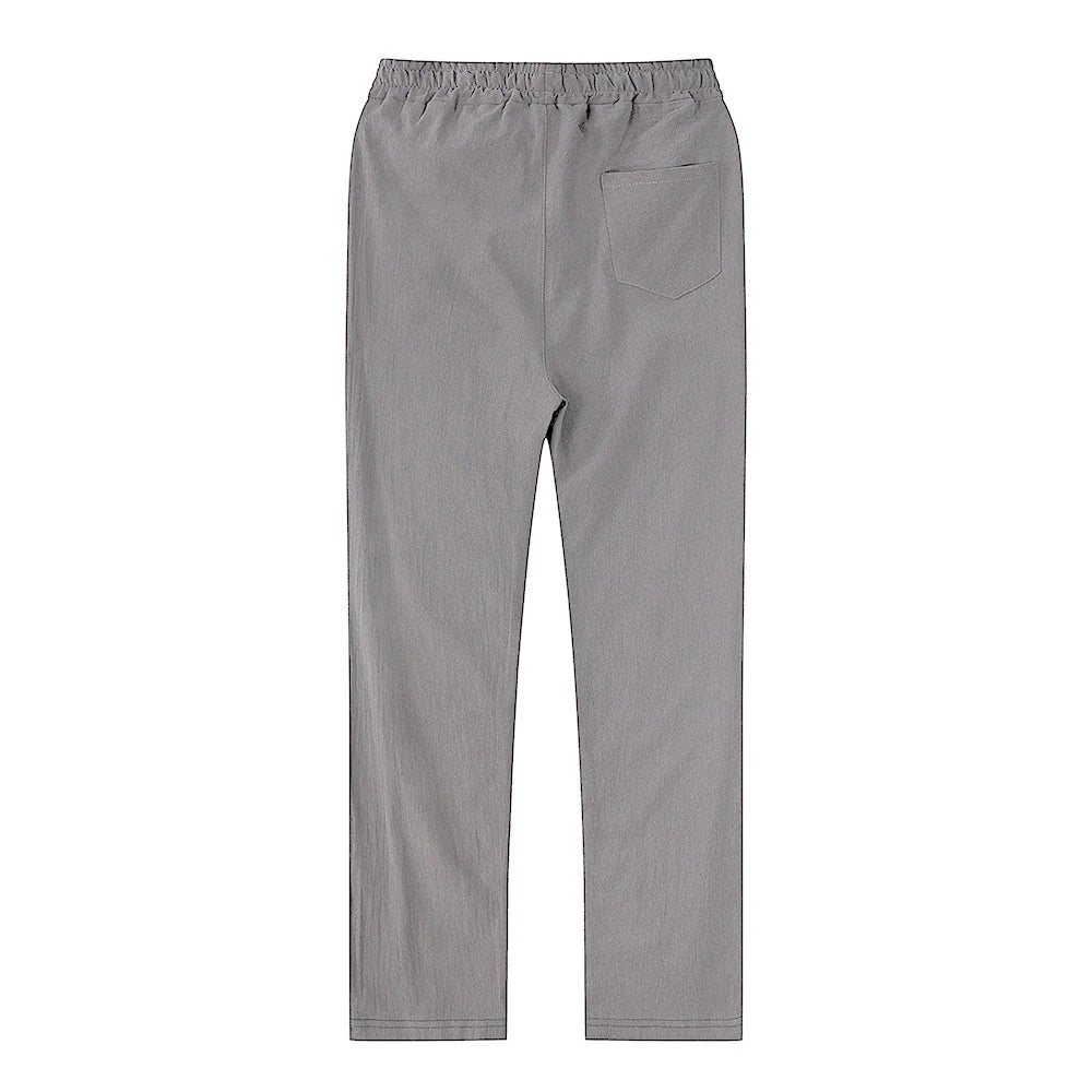 Calças de linho de algodão masculino outono novo respirável cor sólida calças de linho fitness streetwear S-3XL