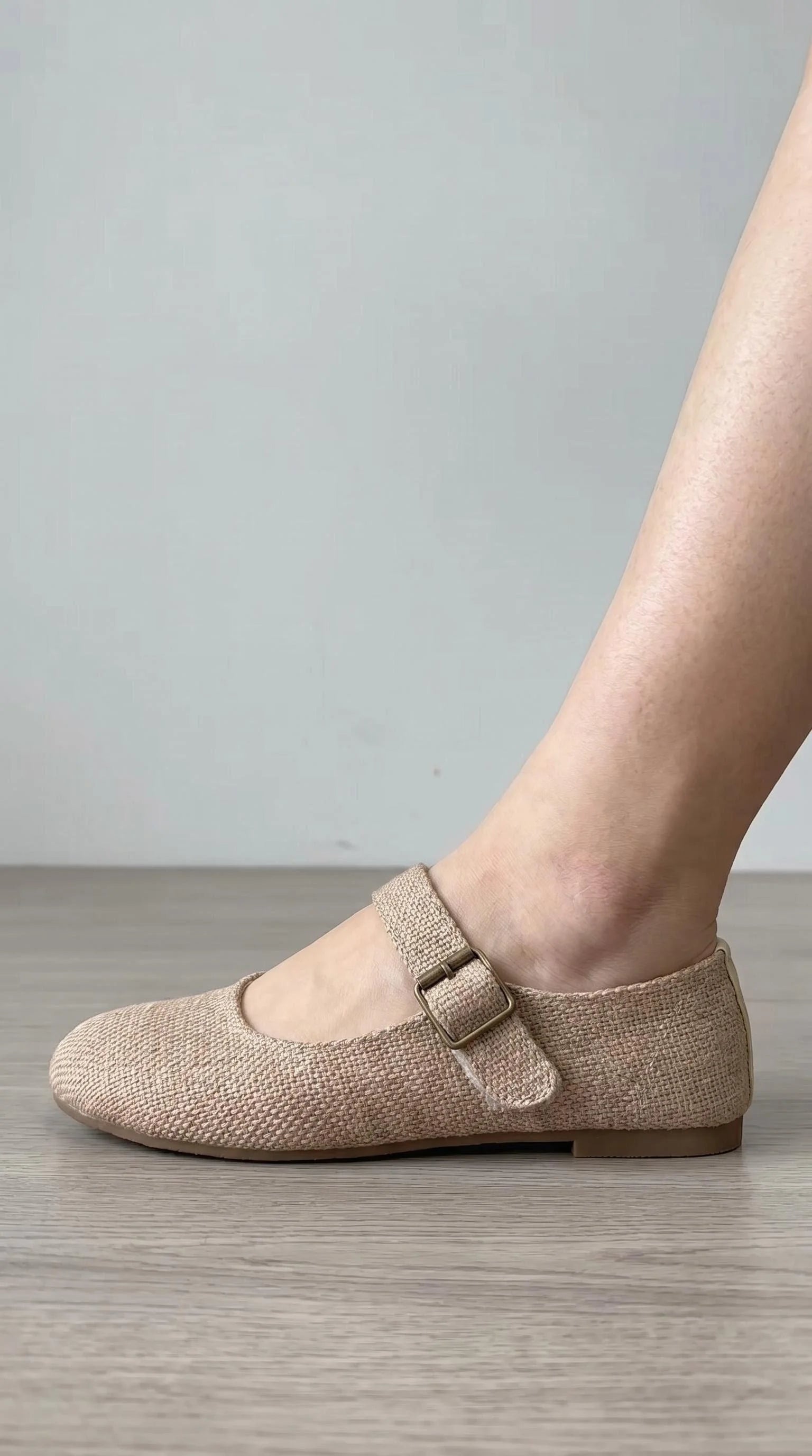 Mocassins de Linho Evening Breeze para Mulheres com Bico Quadrado, Cabedal Texturizado em Linho, Suporte para Arco, Respiráveis, Calçados Diários de Verão
