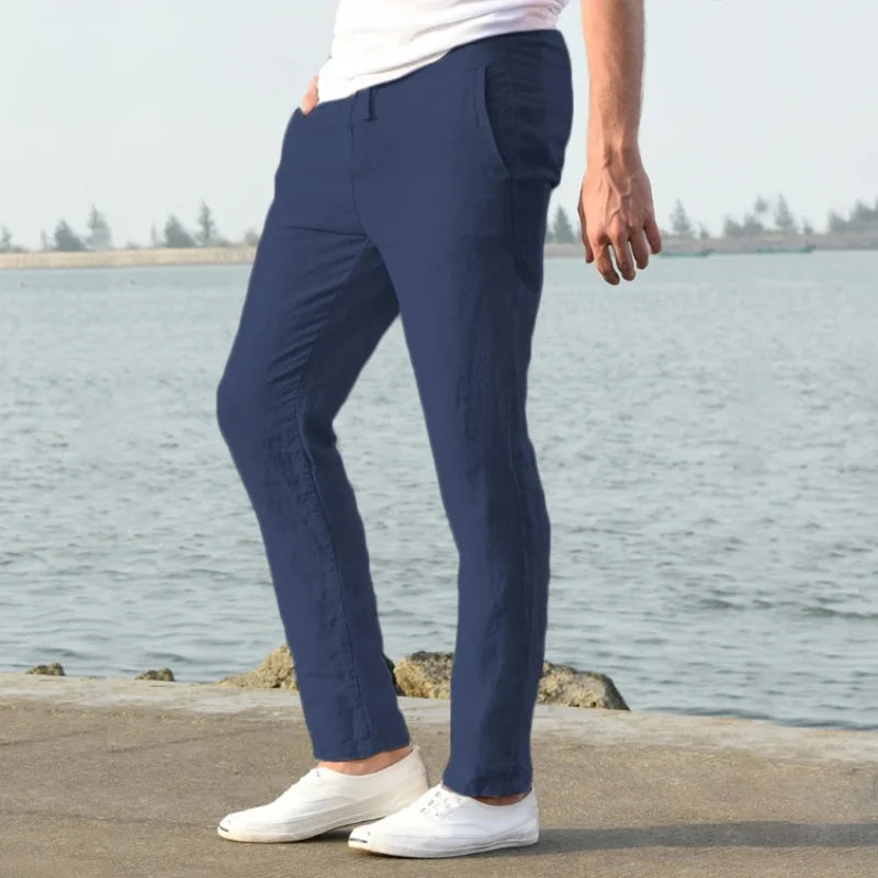 Calças de Algodão e Linho Masculinas, Novas Calças de Linho Respiráveis para o Outono, Tamanhos S-5XL