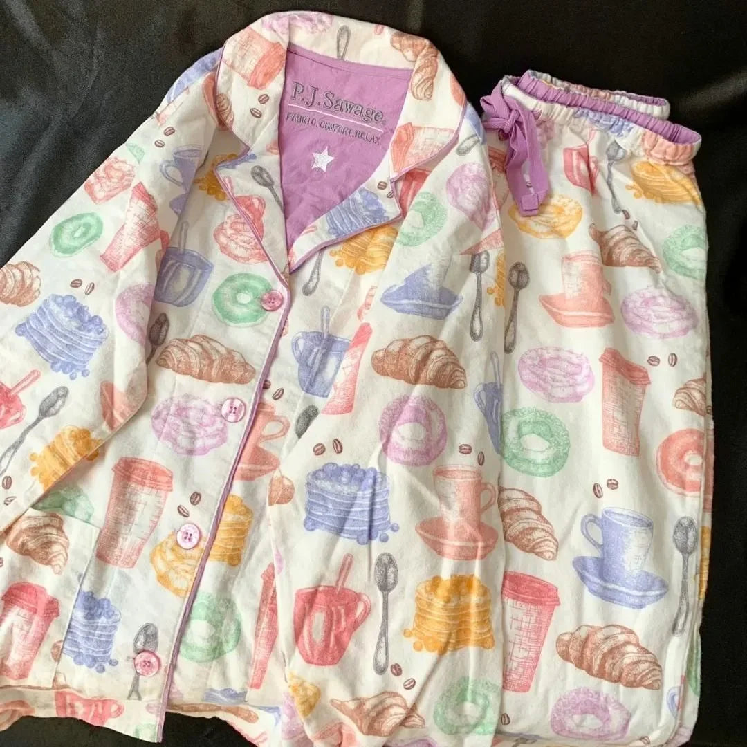 Pijama de algodão macio conjunto de pijamas femininos bonito dos desenhos animados pijamas impressão pijamas elegantes calças superiores 2 pçs femme nightwear loungewear