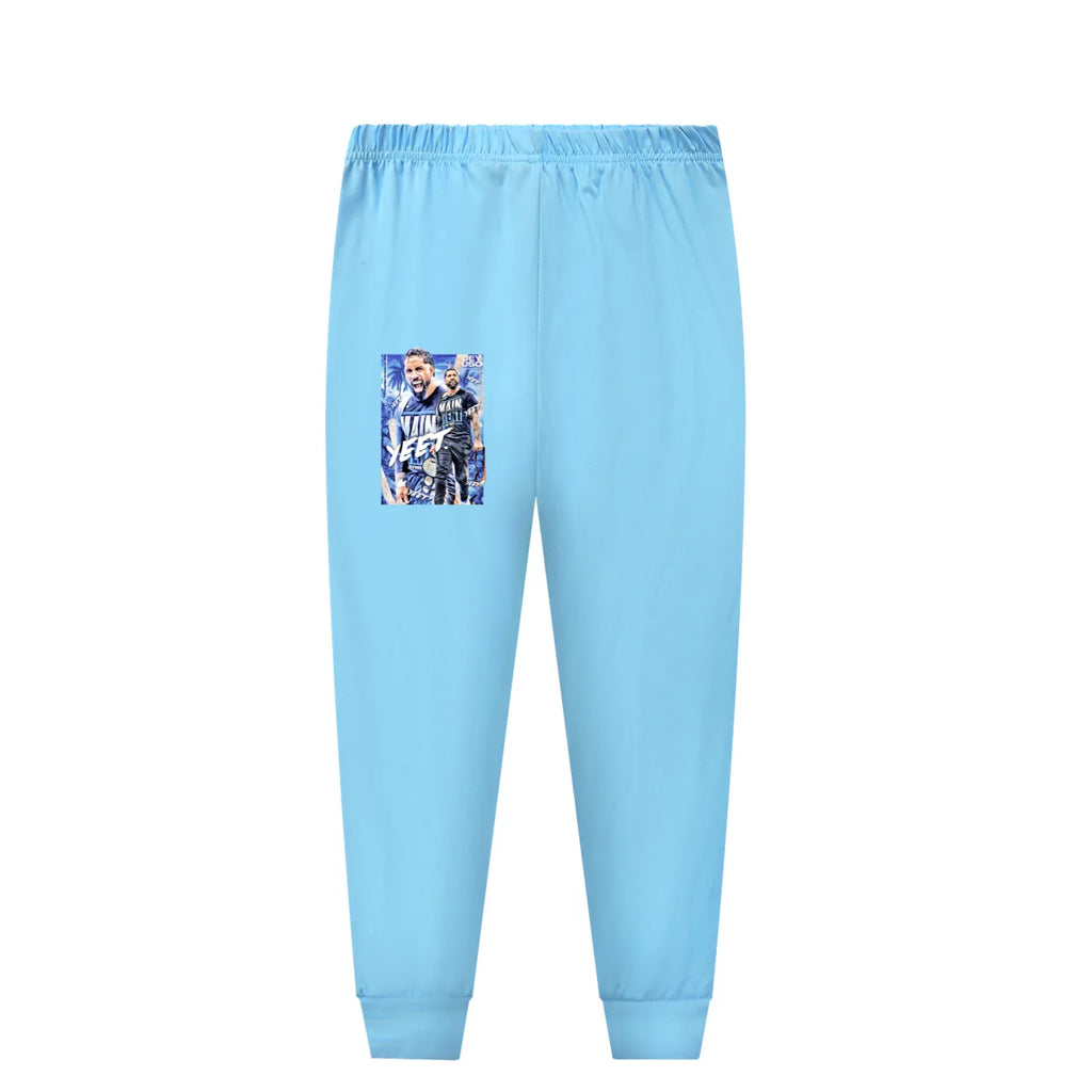 Crianças dos desenhos animados lutador jey uso conjuntos de pijama da criança meninos pijamas diários do bebê meninas manga longa t camisa + shorts 2 pçs set3952