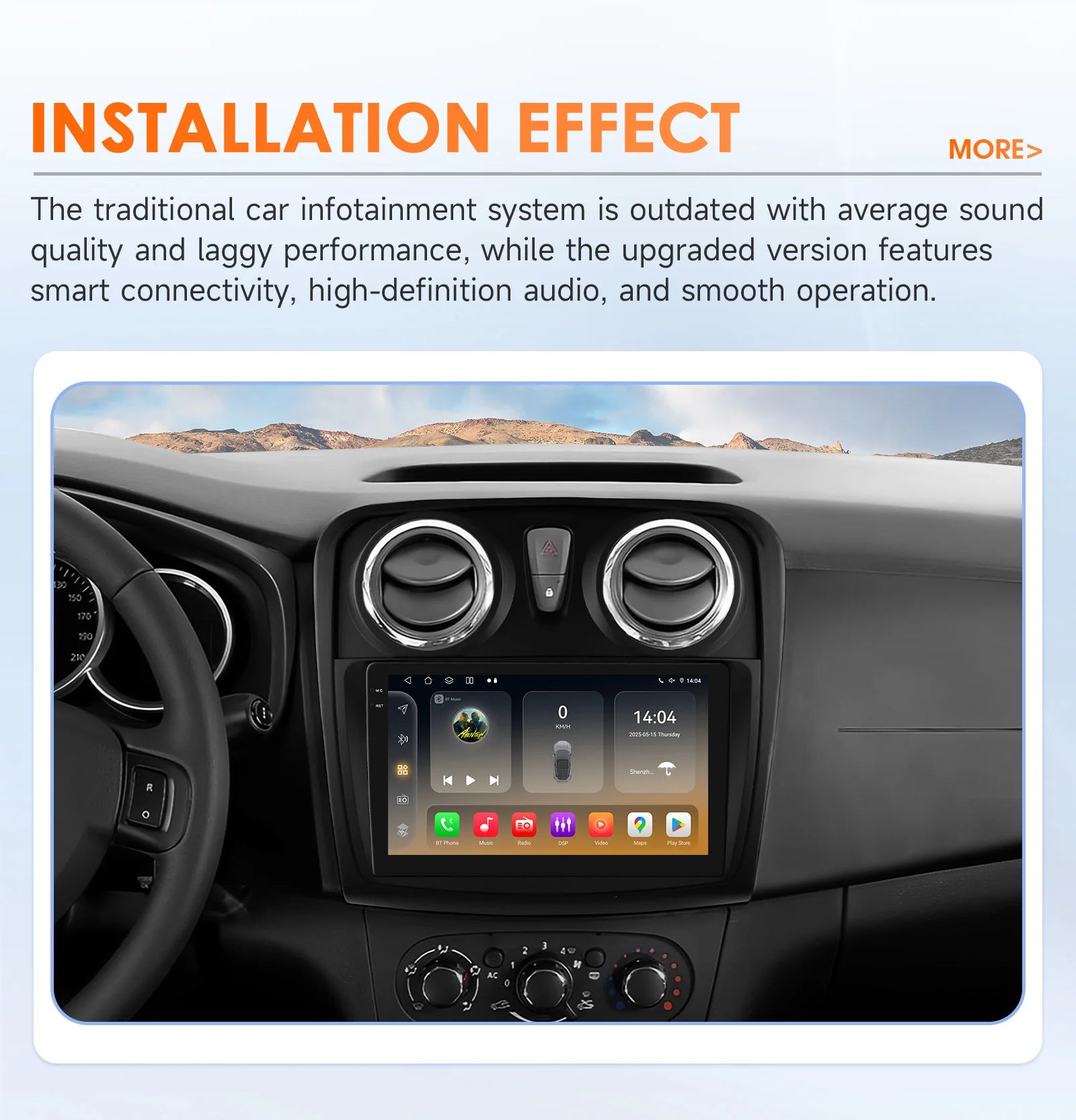 Rádio Android Auto Hizpo para Renault Logan 2 2012-2019 Sandero 2 2014-2019 4G Multimídia Automotiva GPS 2 din Estéreo CarPlay WIFI DSP