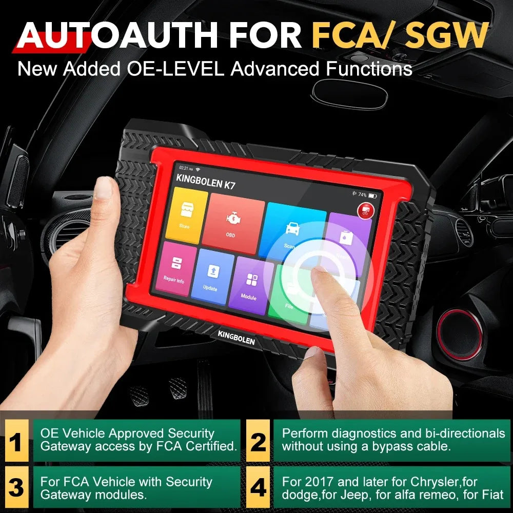 Atualização vitalícia gratuita KINGBOLEN K7 ALL System Ferramentas de diagnóstico de carro português Codificação ECU Teste ativo 28 reinicializações Scanner OBD PK LAUNCH X431 CRP919E BT