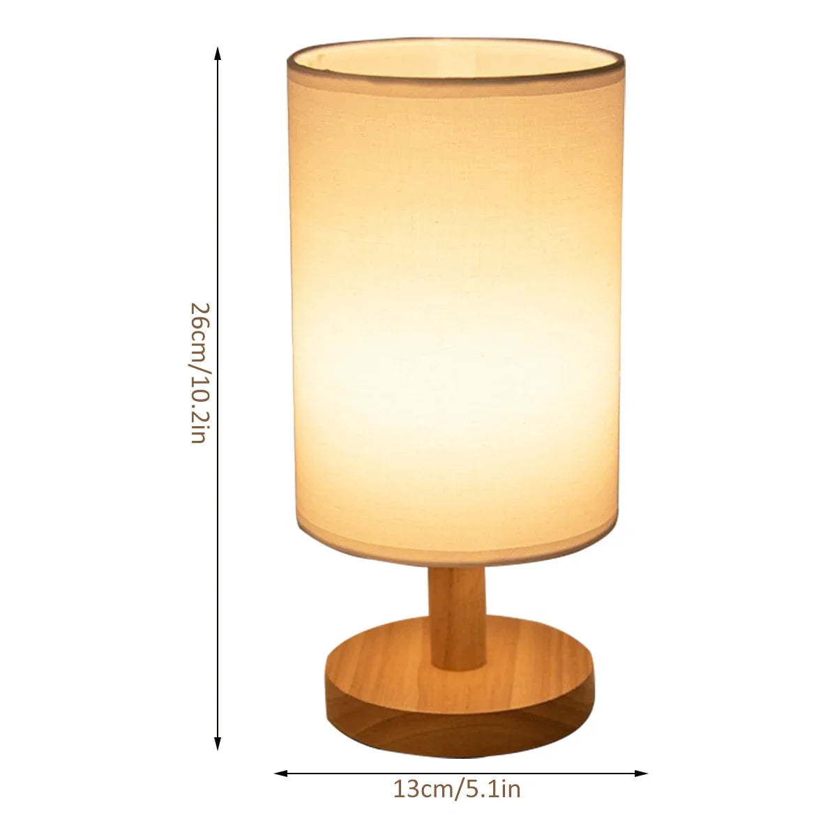 Candeeiro de mesa de linho LED Candeeiro de noite de linho com luz branca quente Candeeiro de cabeceira de linho alimentado por USB de madeira ao lado da lâmpada