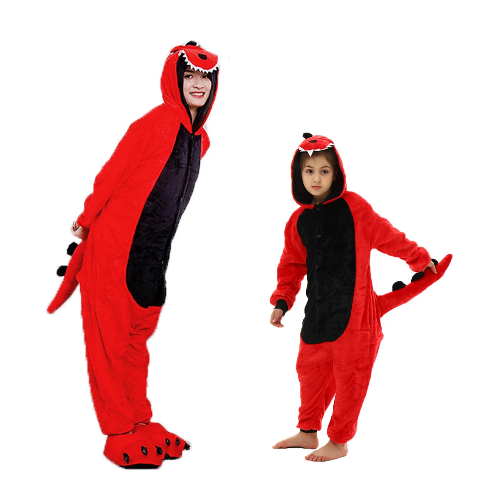 Mulheres animal kigurumi pijamas inverno grosso flanela pijamas adulto com capuz pijama homewear halloween cosplay trajes de festa