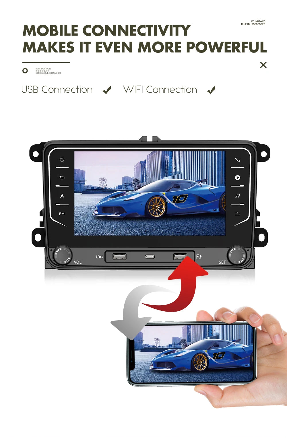 Rádio Automotivo 2 Din Android 15, Reprodutor Multimídia com GPS, WiFi e Carplay para Volkswagen, Skoda, Octavia, Golf 5, 6, Touran, Passat, Polo, Jetta