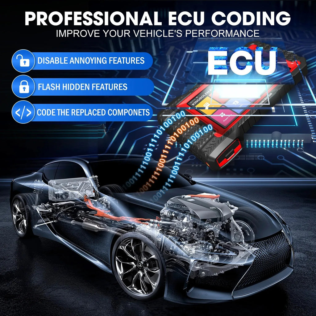 Atualização vitalícia gratuita KINGBOLEN K7 ALL System Ferramentas de diagnóstico de carro português Codificação ECU Teste ativo 28 reinicializações Scanner OBD PK LAUNCH X431 CRP919E BT