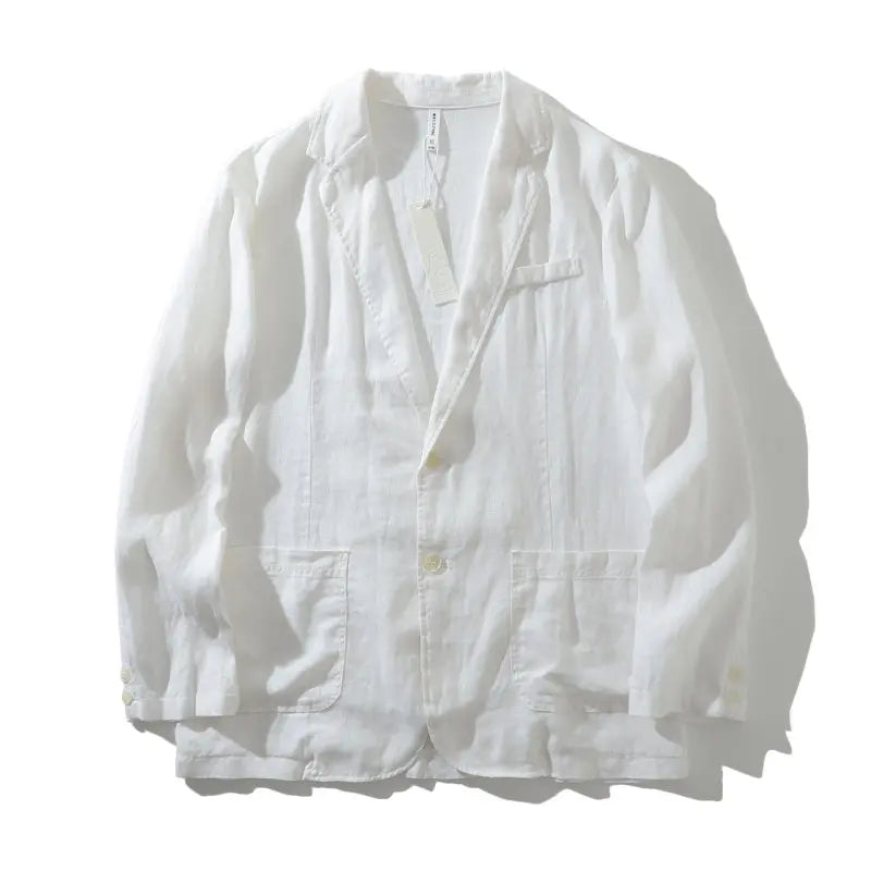 Blazer de Linho Puro - Blazer Masculino Elegante para Eventos ao Ar Livre, Casual, de Alta Qualidade, Tendência para Negócios, Casamentos, Estilo Fino de Cor Pura para Cavalheiros