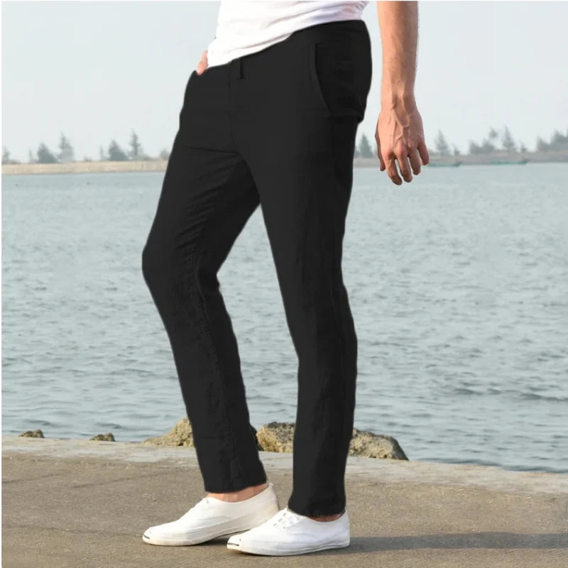 Calças de Algodão e Linho Masculinas, Novas Calças de Linho Respiráveis para o Outono, Tamanhos S-5XL